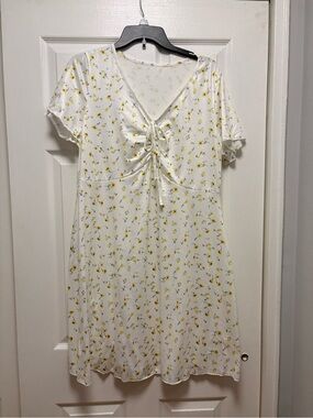 White Floral Tie-Front Summer Dress